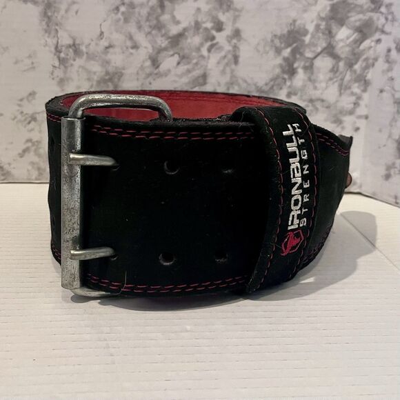 Iron Bull Strength Leather Weight Training Power Lifting Belt Womens S Red Black - Picture 6 of 8